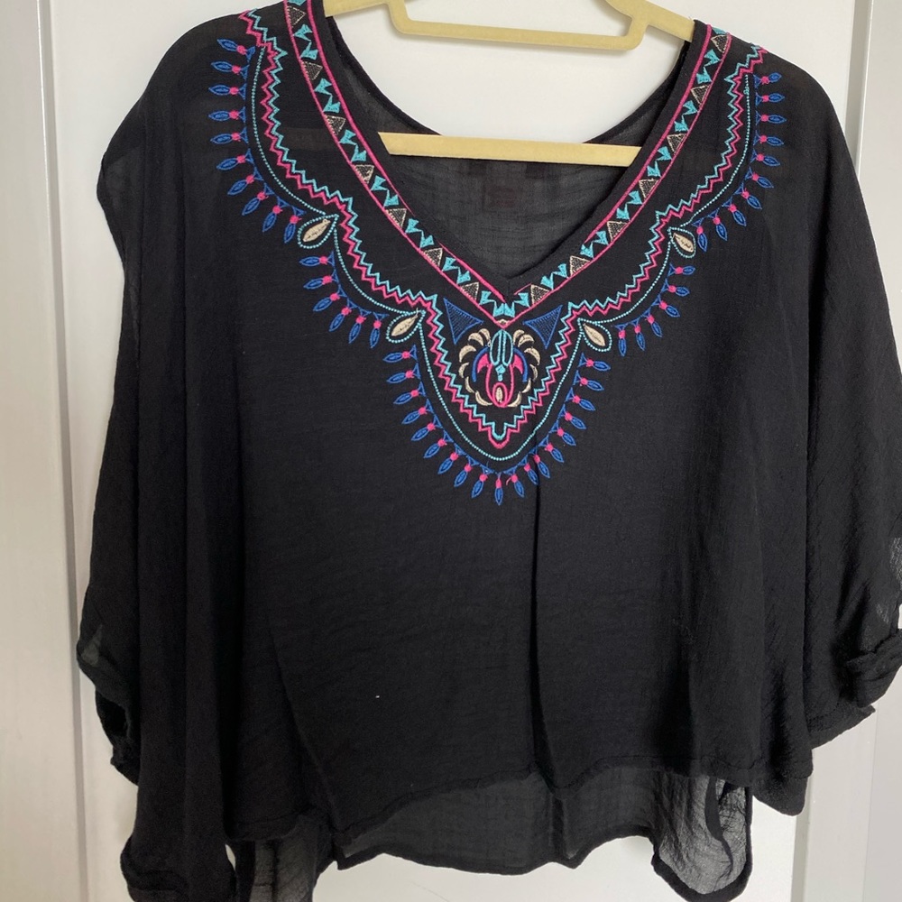 Embroidered Vneck Cute Top